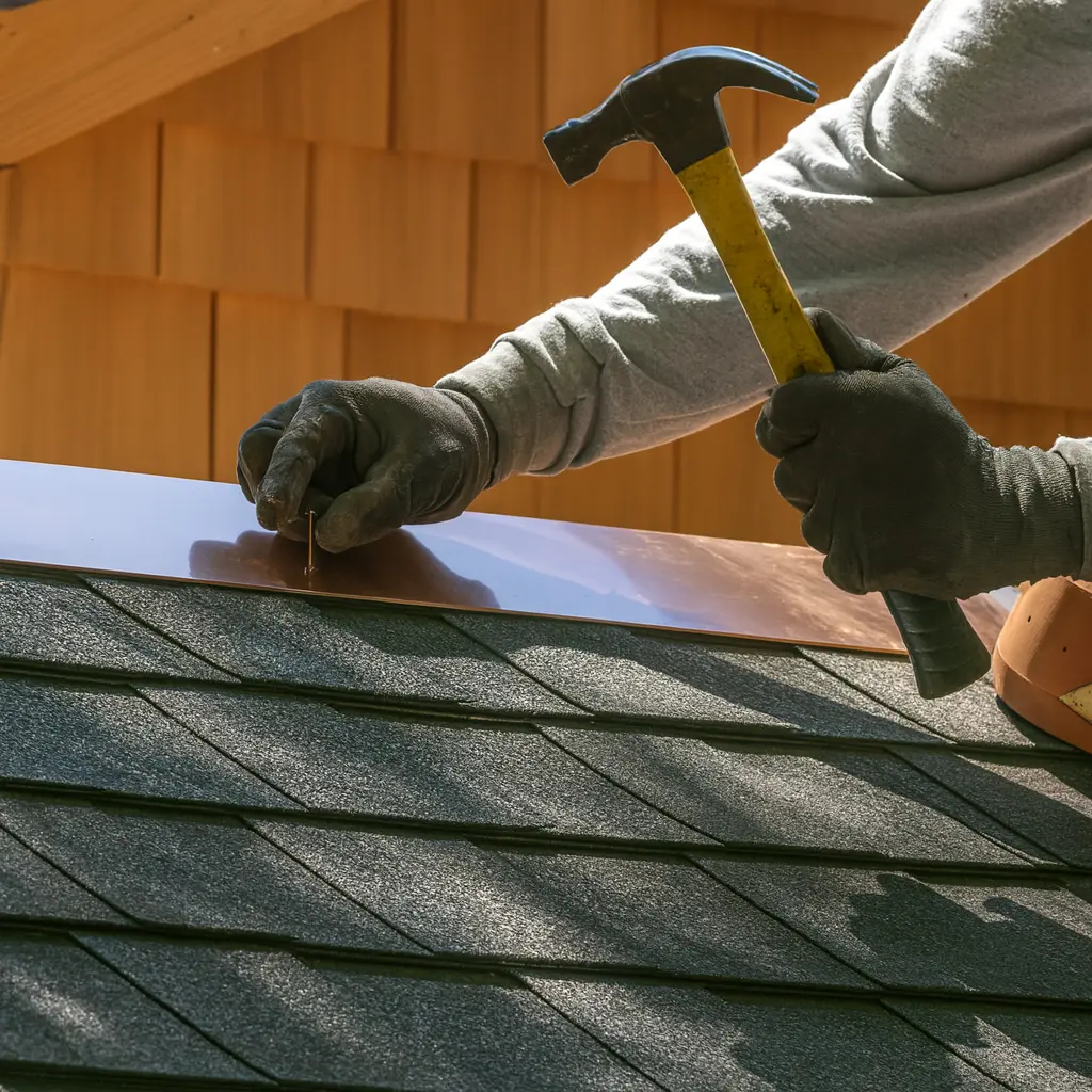 G&R Roofing roofer installing replacement shingles in the Greater Houston Area